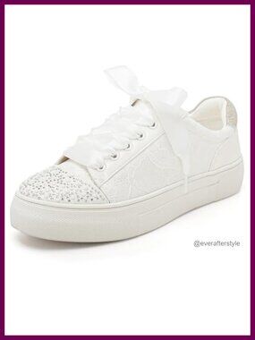 Elivandon 9994 Lace Wedding Sneakers Platform Rhinestone Bridal Shoes Tennis